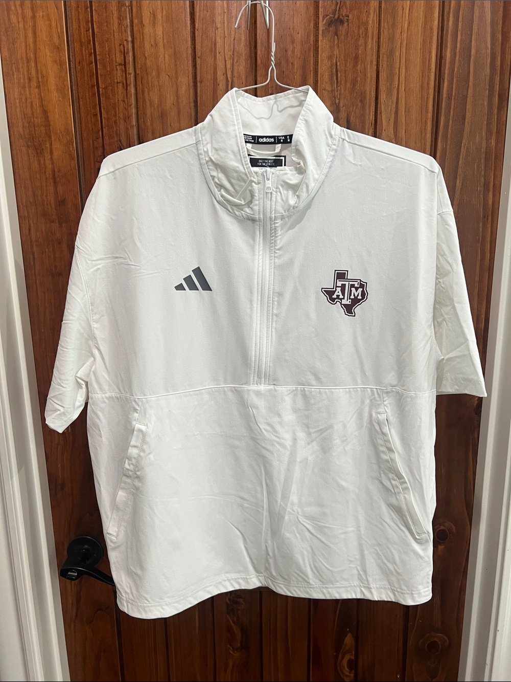 adidas White Texas A&M Short-Sleeve Quarter-Zip Pullover